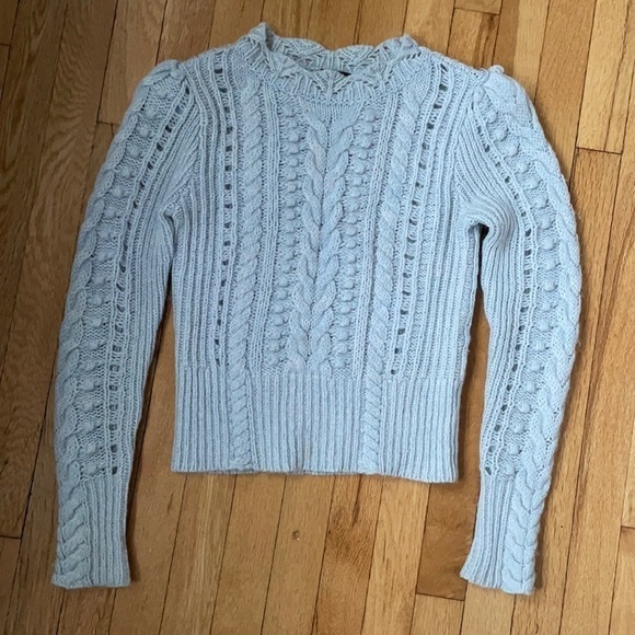 Club Monaco textured knit wool blend blue sweater top - Picture 1 of 8